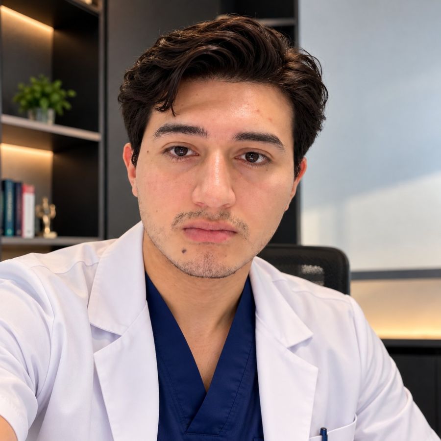 Dr. Alfredo Morales en su consultorio en Mérida